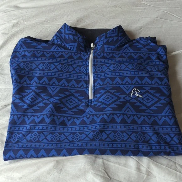 Rhoback Men's Performance Q-Zip Blue Geometric Pullover - Picture 5 of 5